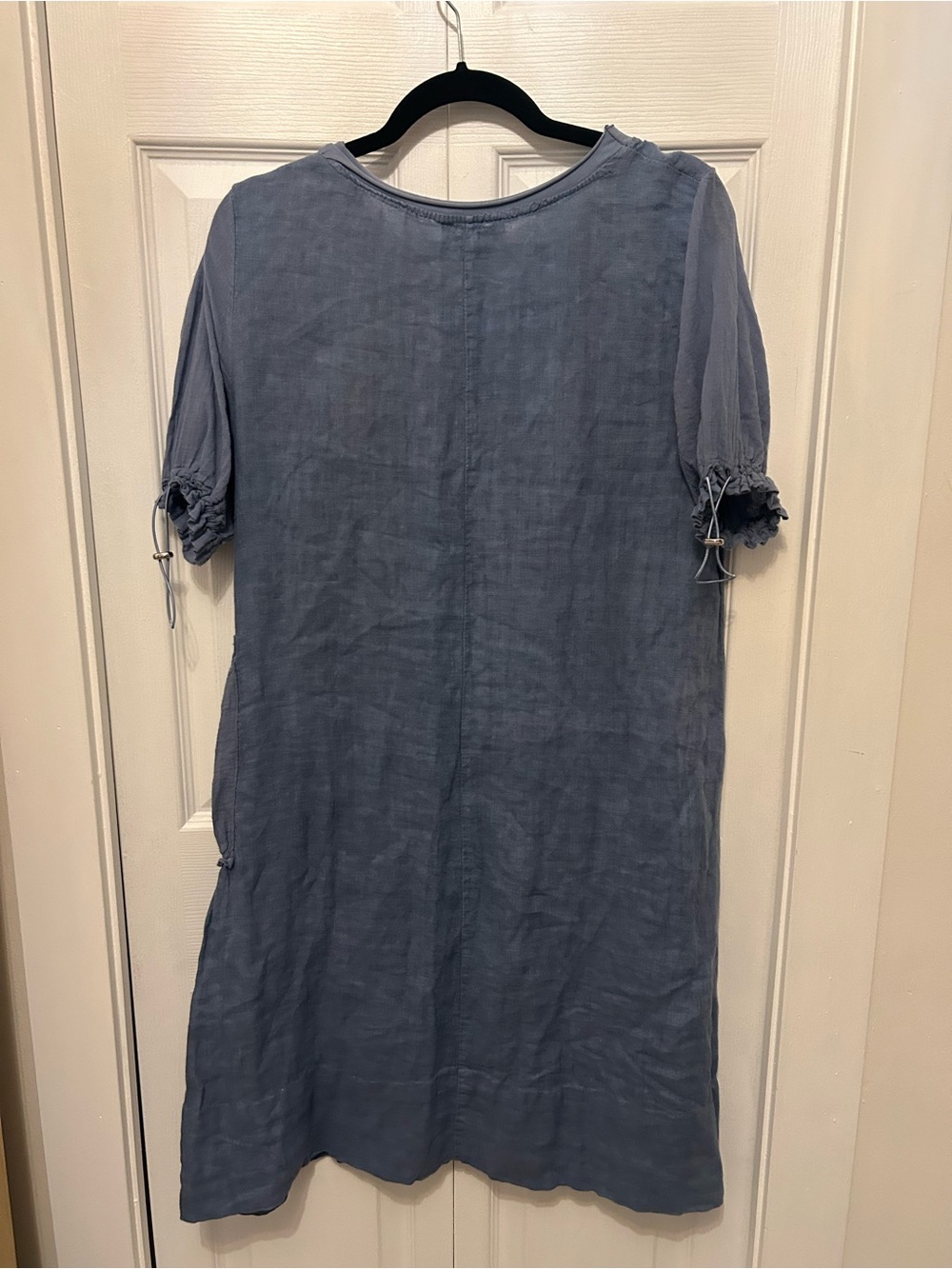 Vintage Italian 100% Linen Made in Italy Quality Linen Blue Summer Dress M/L - Picture 5 of 6